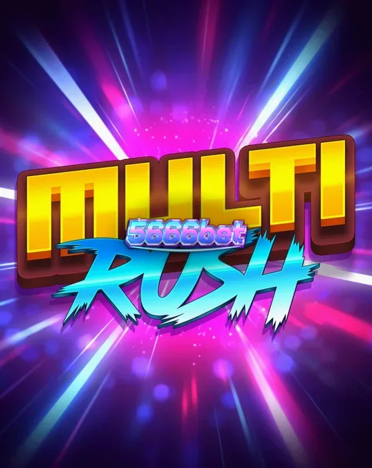 Multi Rush স্লট গেমের নিয়ন-থিমযুক্ত ইন্টারফেস এবং উজ্জ্বল প্রতীকসমূহ